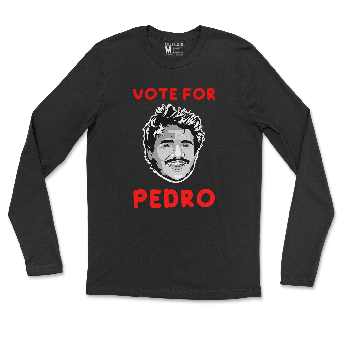 Gildan SoftStyle Long Sleeve Vote For Pedro in Black