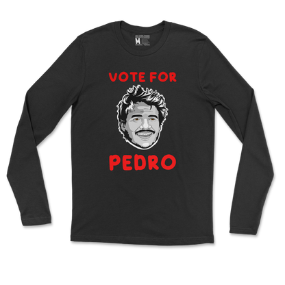 Gildan SoftStyle Long Sleeve Vote For Pedro in Black