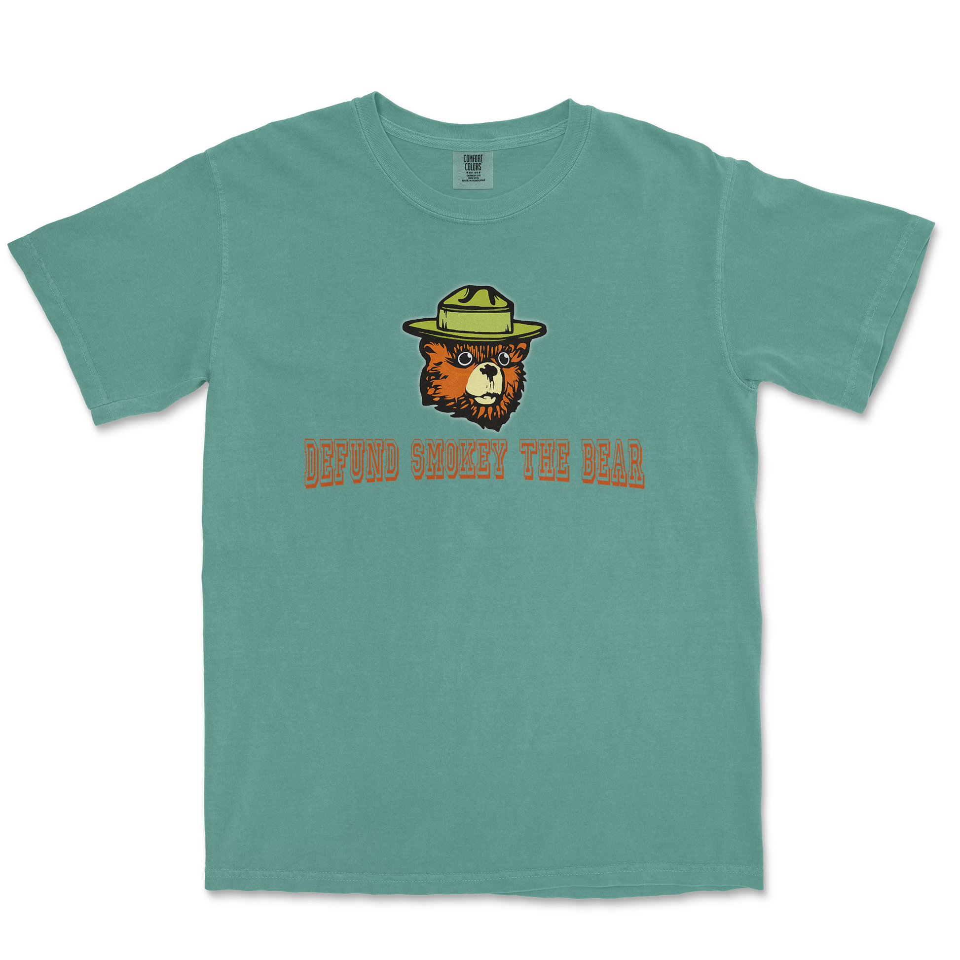Comfort Colors T-Shirt Defund Smokey Bear in Light Green