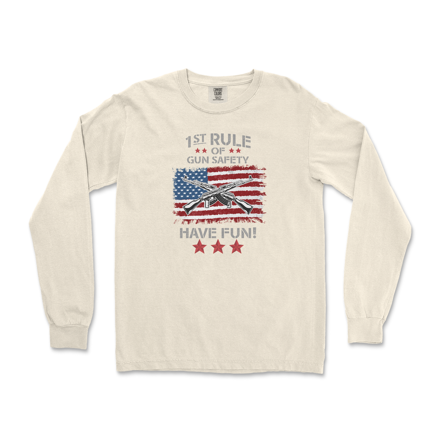 Comfort Colors Long Sleeve 1st Rule of Gun Safety in Ivory