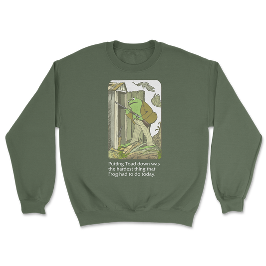 The Nice Shirt Crew Neck Frog and Toad  in Military-Green