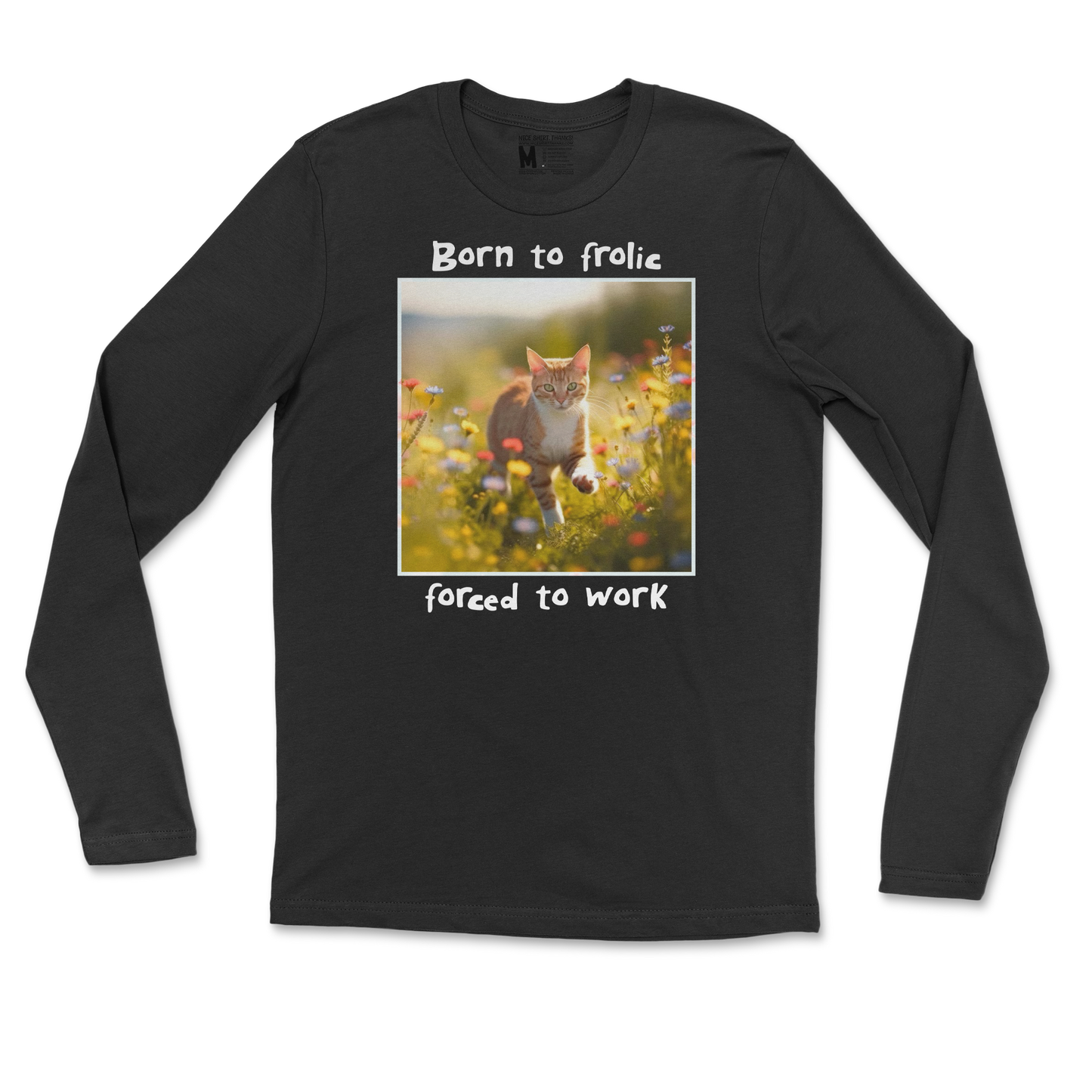 Gildan SoftStyle Long Sleeve Born to Frolic  in Black