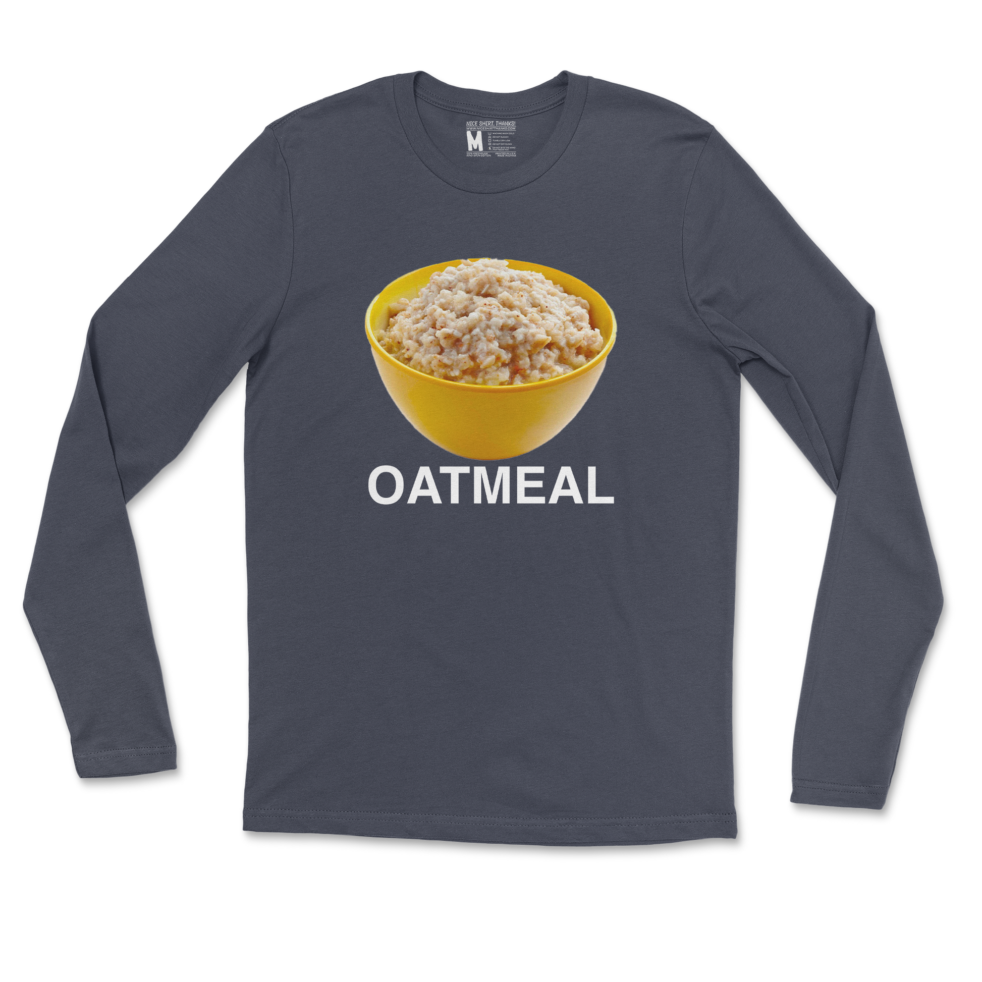 Gildan SoftStyle Long Sleeve Oatmeal in Navy