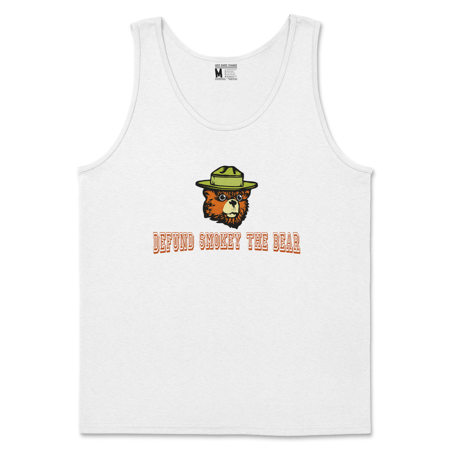 Heavy Blend Tank Top Defund Smokey Bear in White