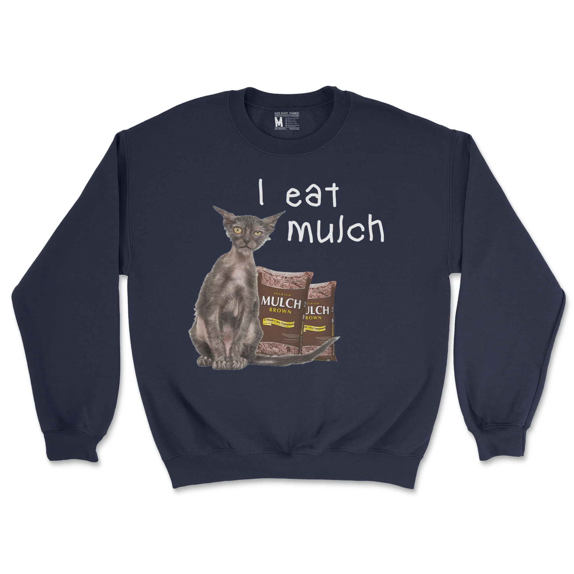 Gildan SoftStyle Crew Neck I Eat Mulch in Navy