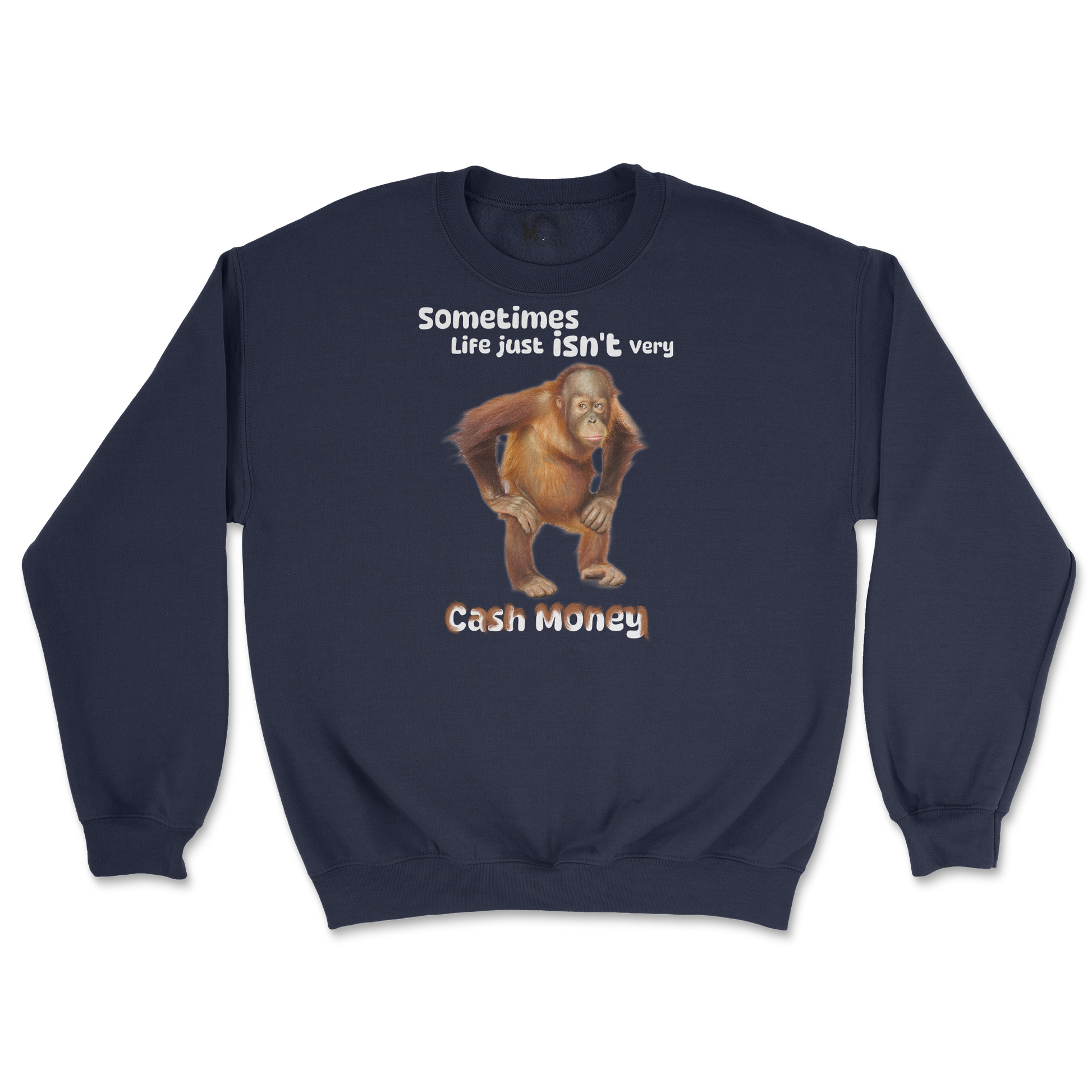 Gildan SoftStyle Crew Neck Cash Money Monkey  in Navy