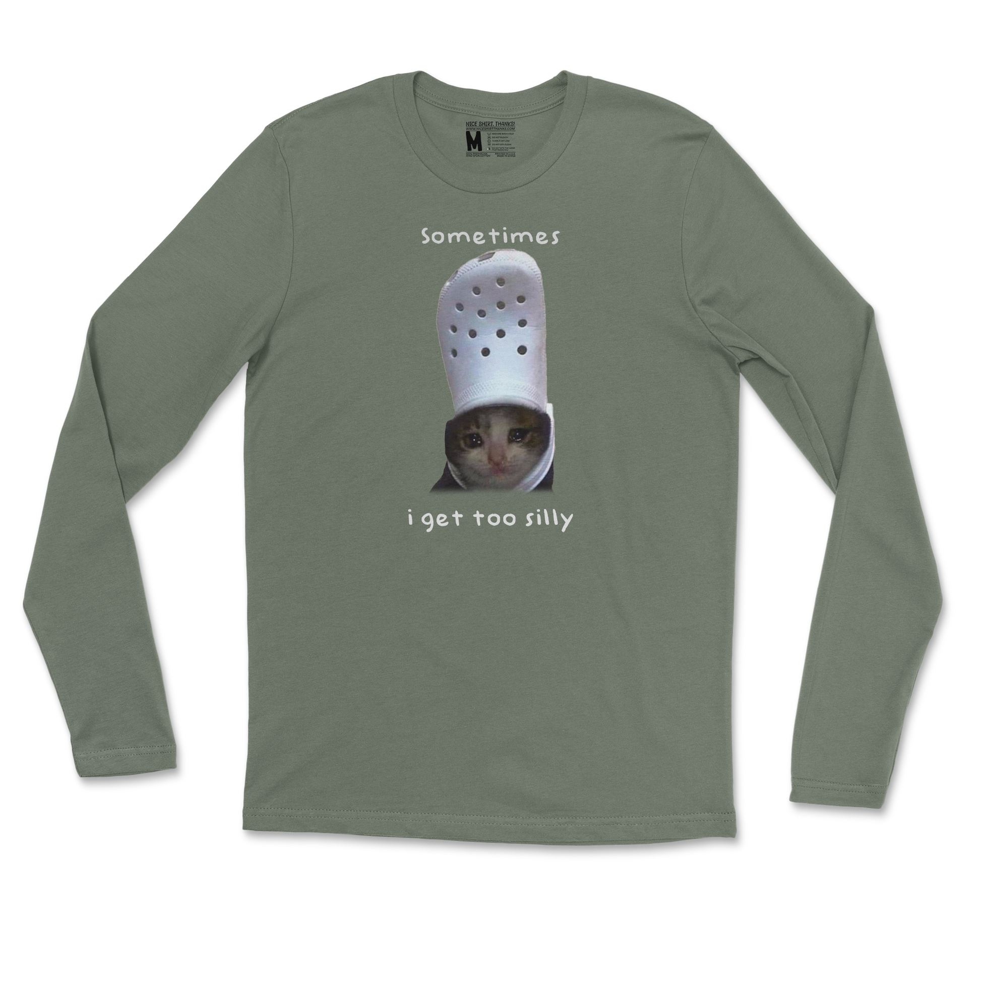 Gildan SoftStyle Long Sleeve Got Too Silly  in Military-Green