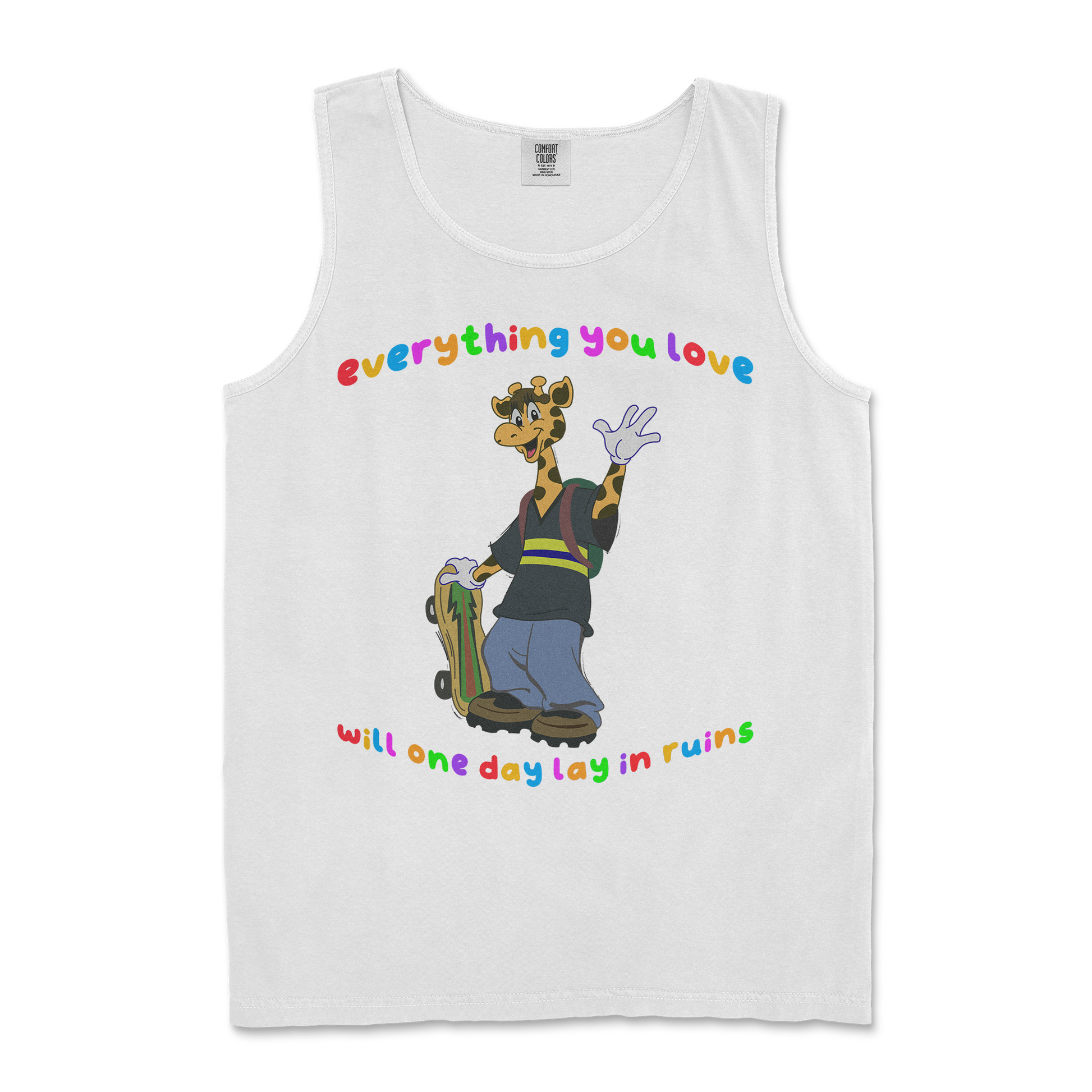 Comfort Colors Tank Top Jerry the Giraffe in White