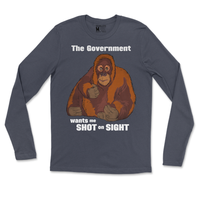 Gildan SoftStyle Long Sleeve The Government Hates Me  in Navy