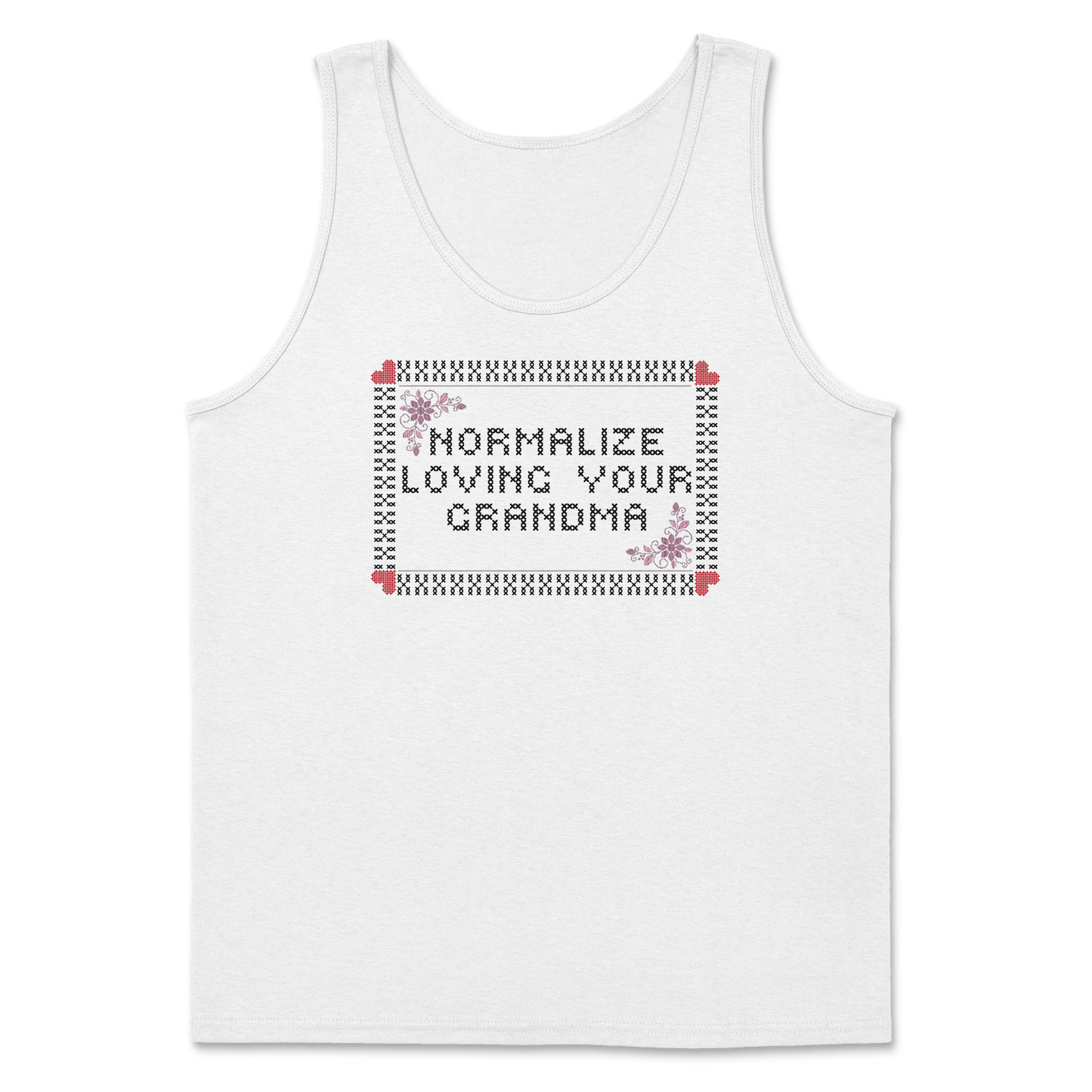 Heavy Blend Tank Top Cross Stitch in White
