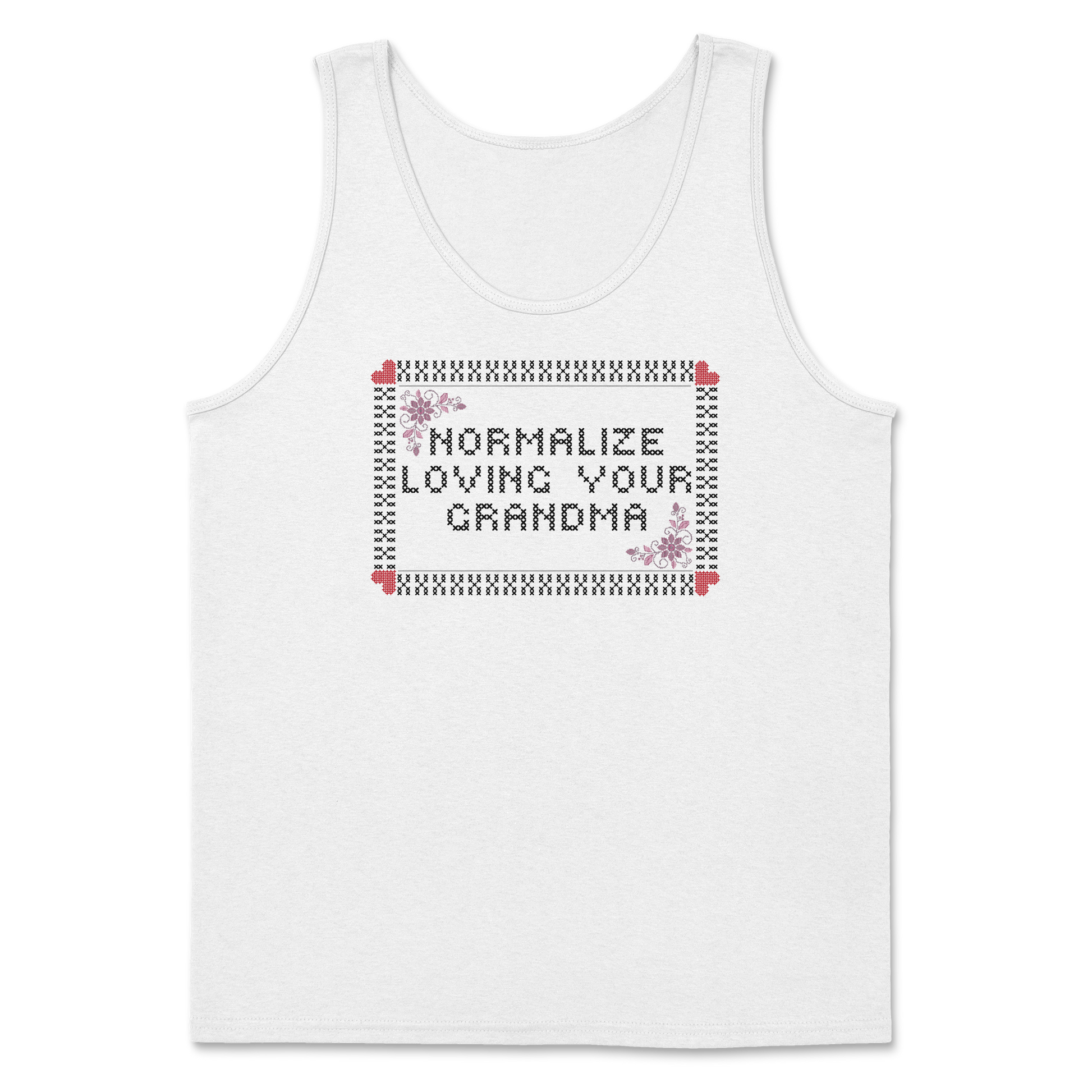 Heavy Blend Tank Top Cross Stitch in White
