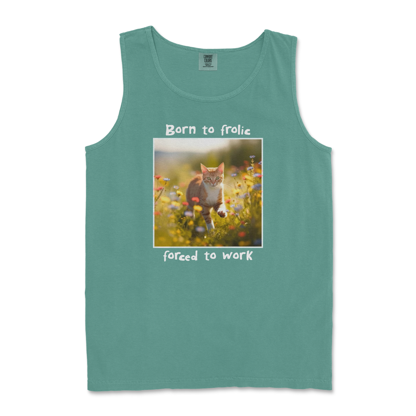 Comfort Colors Tank Top Born to Frolic  in Light-Green