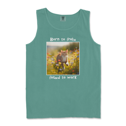 Comfort Colors Tank Top Born to Frolic  in Light-Green