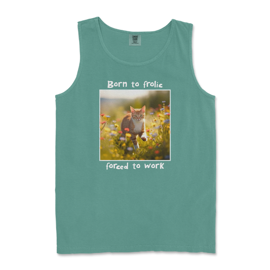 Comfort Colors Tank Top Born to Frolic  in Light-Green