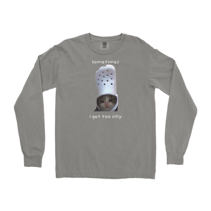 Comfort Colors Long Sleeve Got Too Silly  in Grey