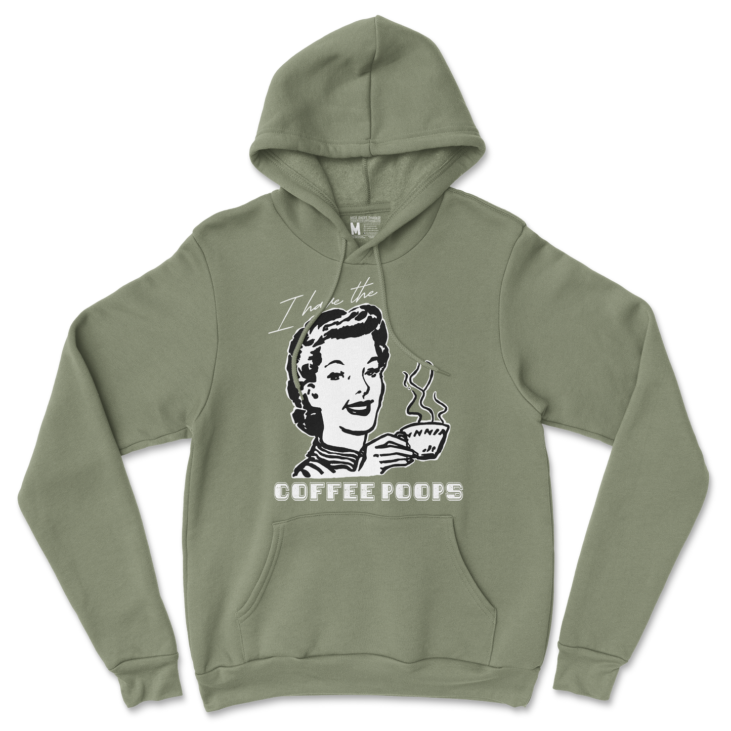 Gildan SoftStyle Hoodie Coffee Poops  in Military-Green