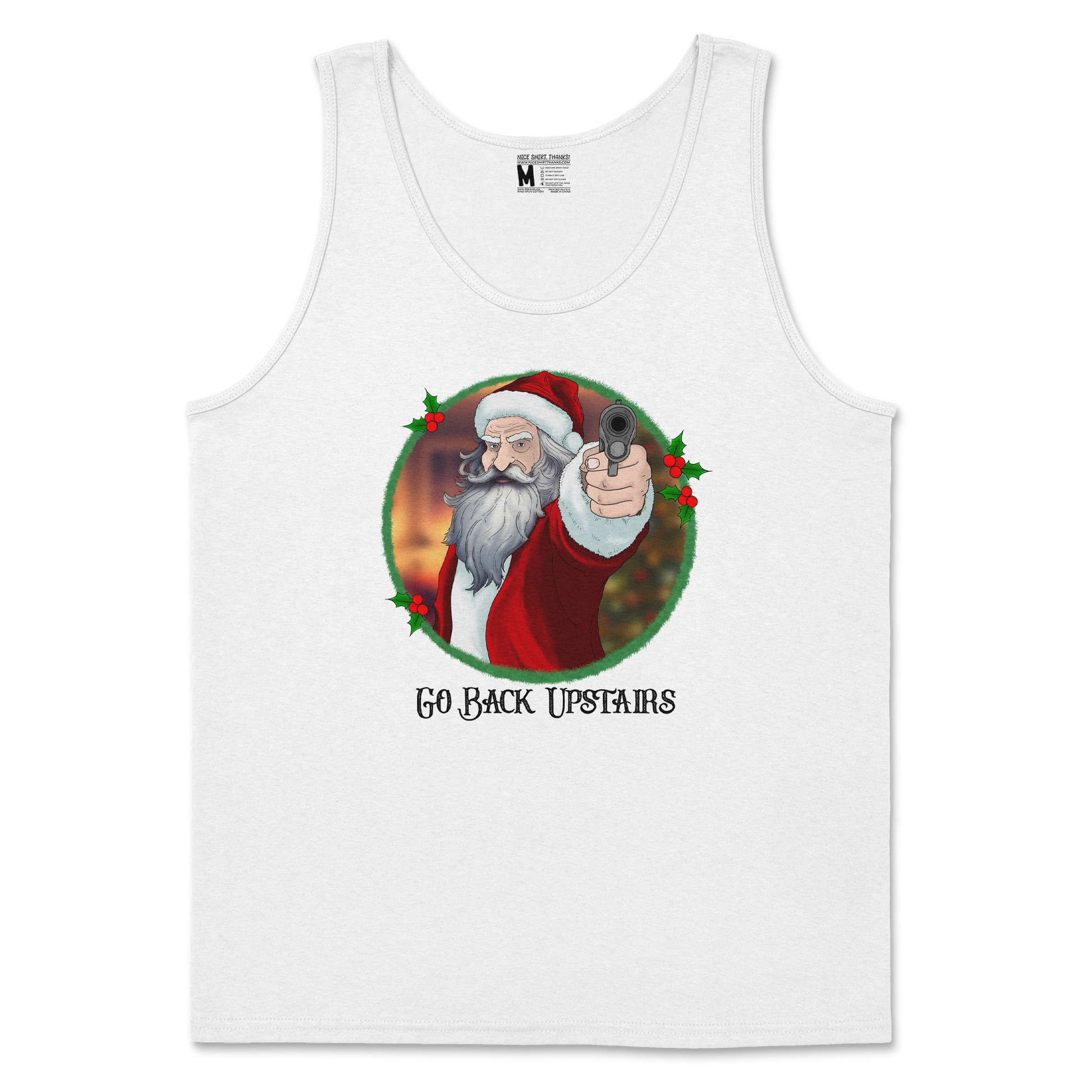 Gildan SoftStyle Tank Top Angry Santa  in White