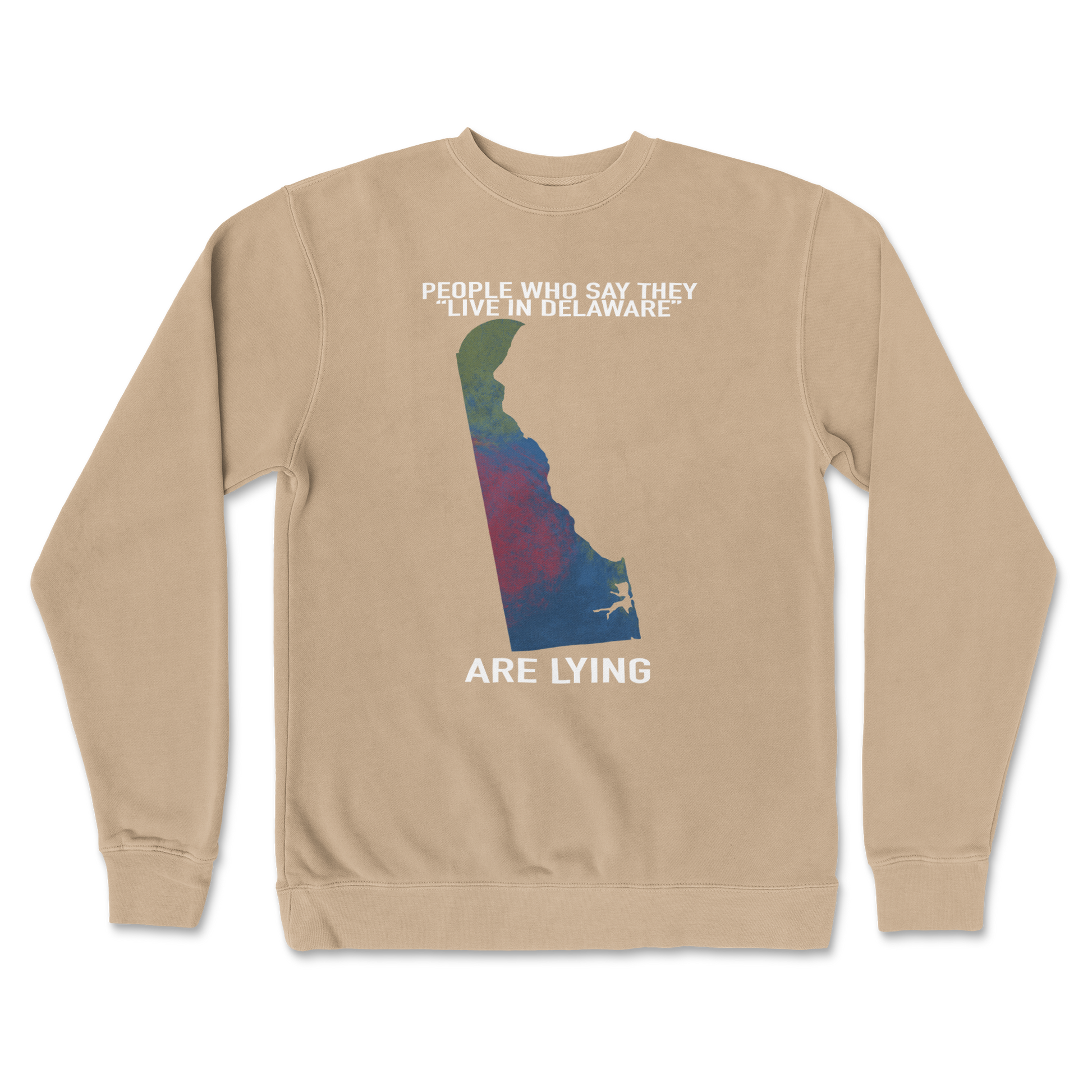 Independent Clothing Co. Crew Neck Delaware Doesnt Exist in Sandstone