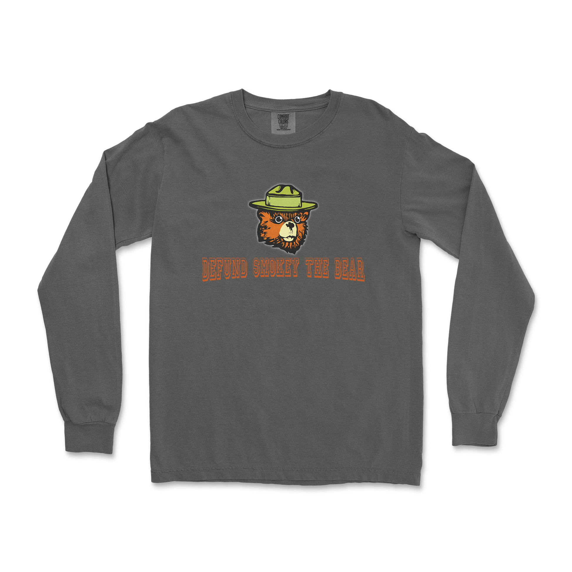 Comfort Colors Long Sleeve Defund Smokey Bear in Pepper