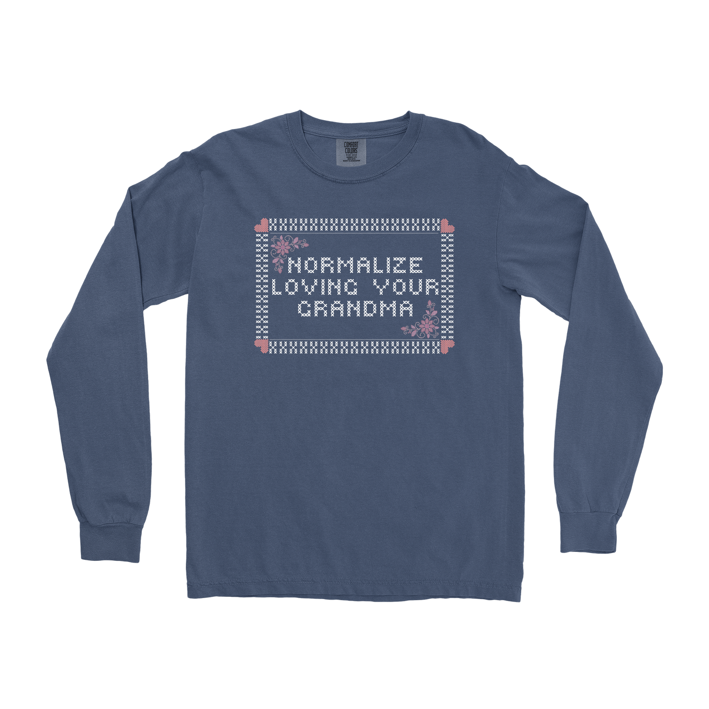 Comfort Colors Long Sleeve Cross Stitch in Midnight