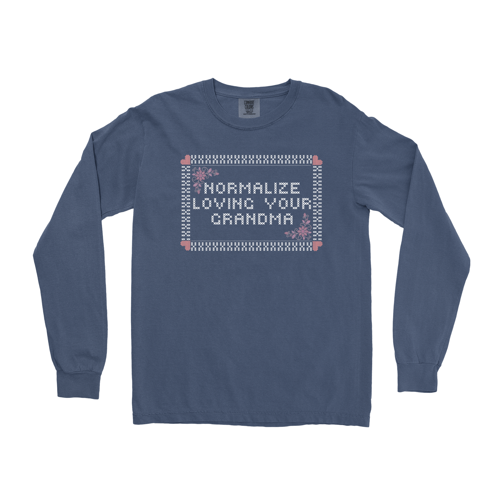 Comfort Colors Long Sleeve Cross Stitch in Midnight