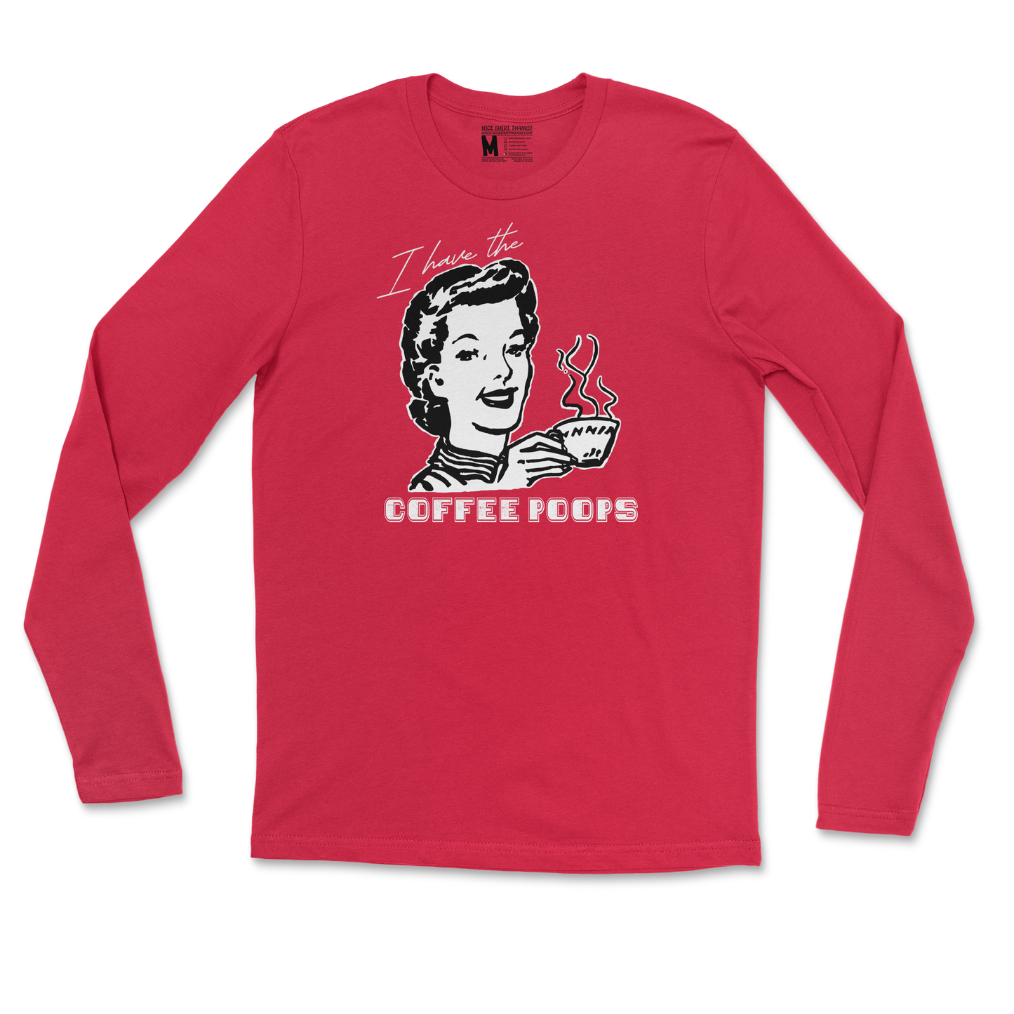 Gildan SoftStyle Long Sleeve Coffee Poops  in Red