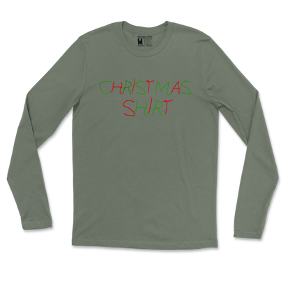 Gildan SoftStyle Long Sleeve Christmas Shirt in Military-Green