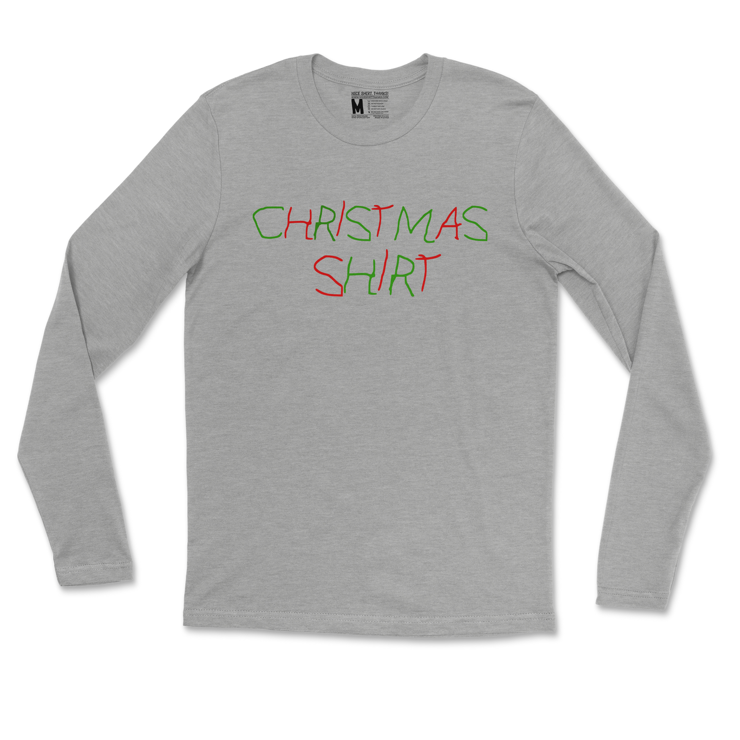 Gildan SoftStyle Long Sleeve Christmas Shirt in Heather-Gray