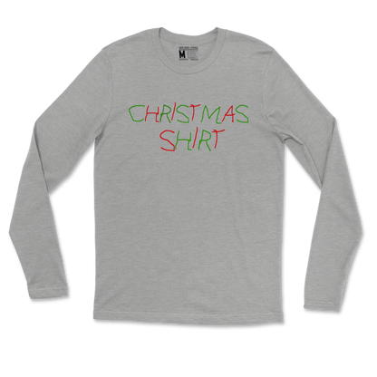 Gildan SoftStyle Long Sleeve Christmas Shirt in Heather-Gray