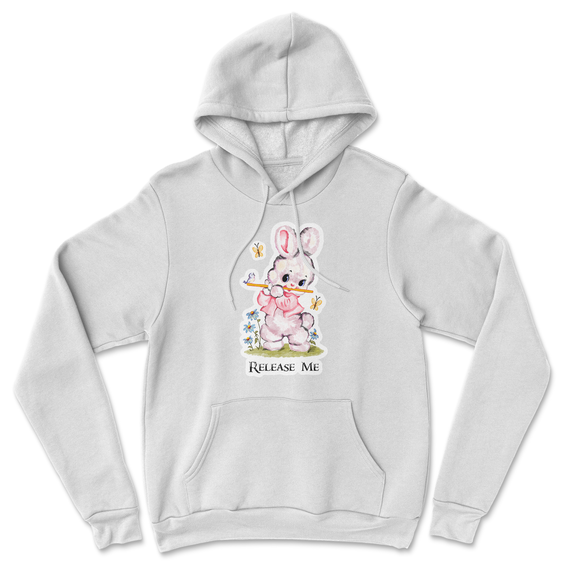 Heavy Blend Hoodie Cute Bunny in White