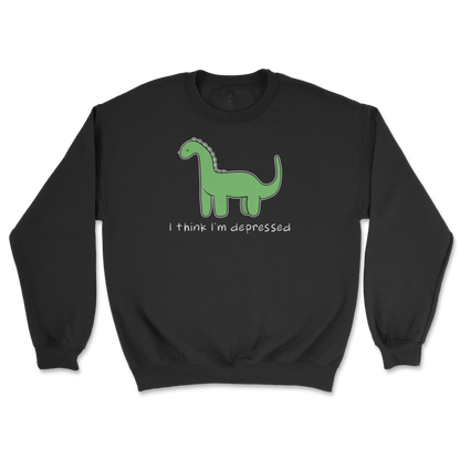 Gildan SoftStyle Crew Neck Depressed Dino  in Black