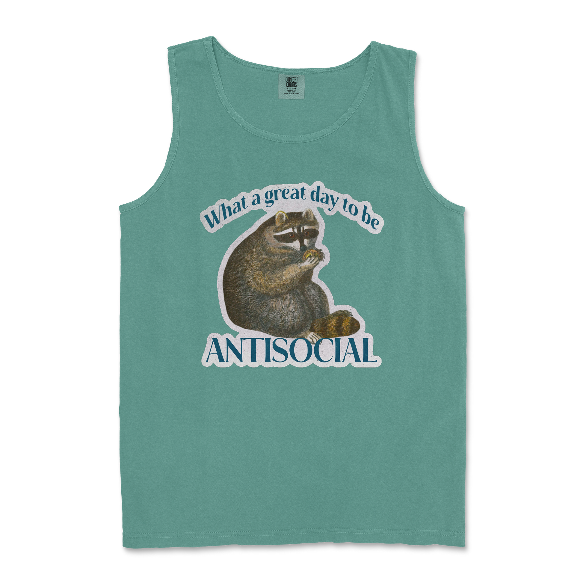 Comfort Colors Tank Top Antisocial in Light Green
