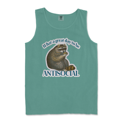 Comfort Colors Tank Top Antisocial in Light Green