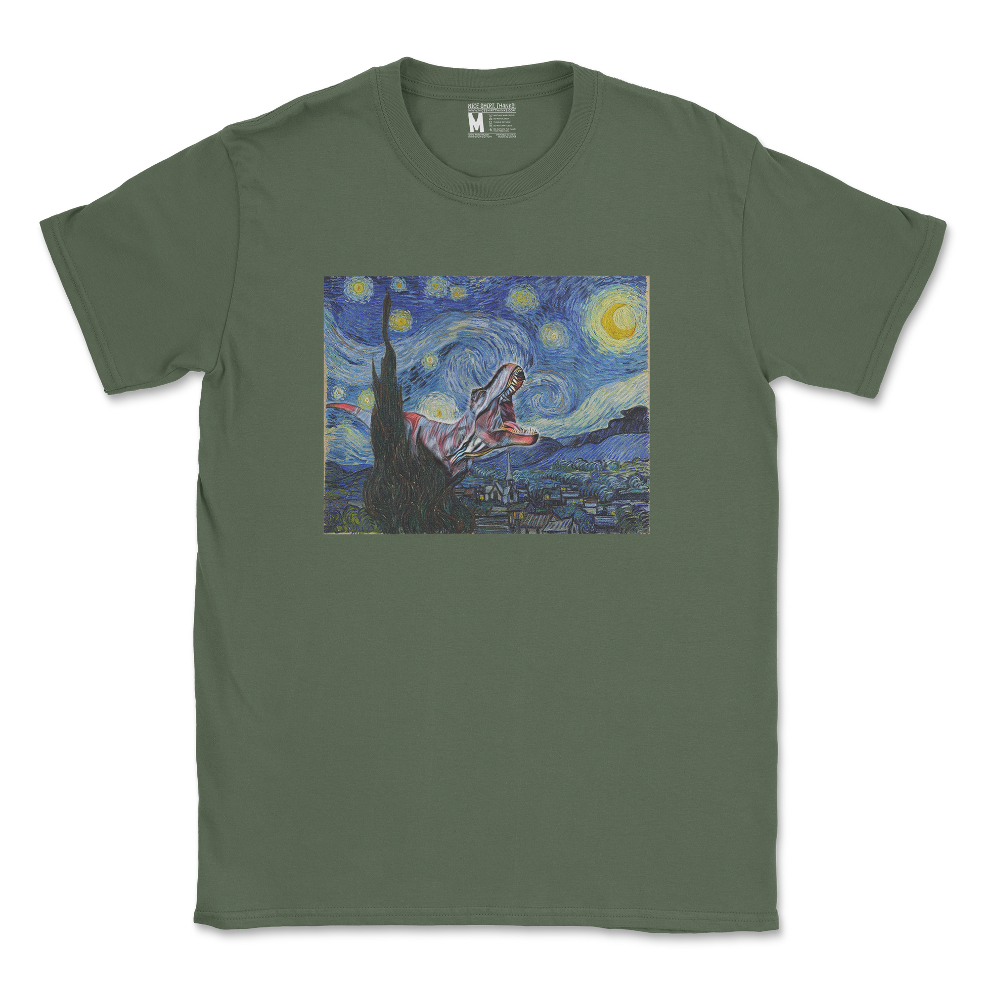 Gildan SoftStyle T-Shirt Van Gogh but Cooler in Military Green