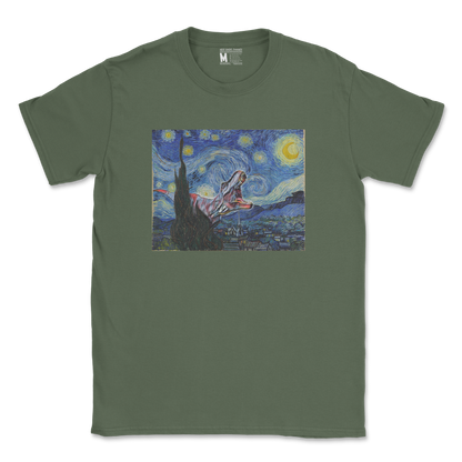 Gildan SoftStyle T-Shirt Van Gogh but Cooler in Military Green