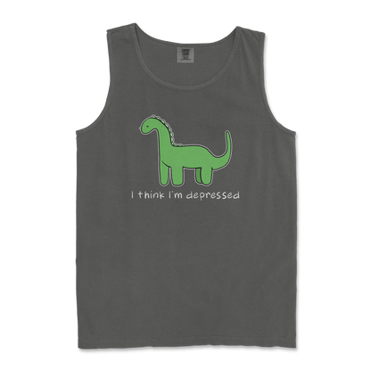 Comfort Colors Tank Top Depressed Dino  in Pepper