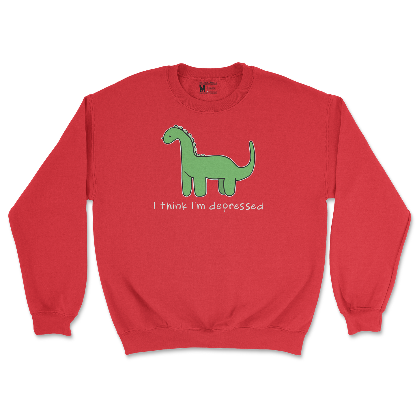 Gildan SoftStyle Crew Neck Depressed Dino  in Red