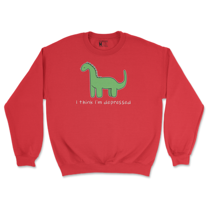 Gildan SoftStyle Crew Neck Depressed Dino  in Red