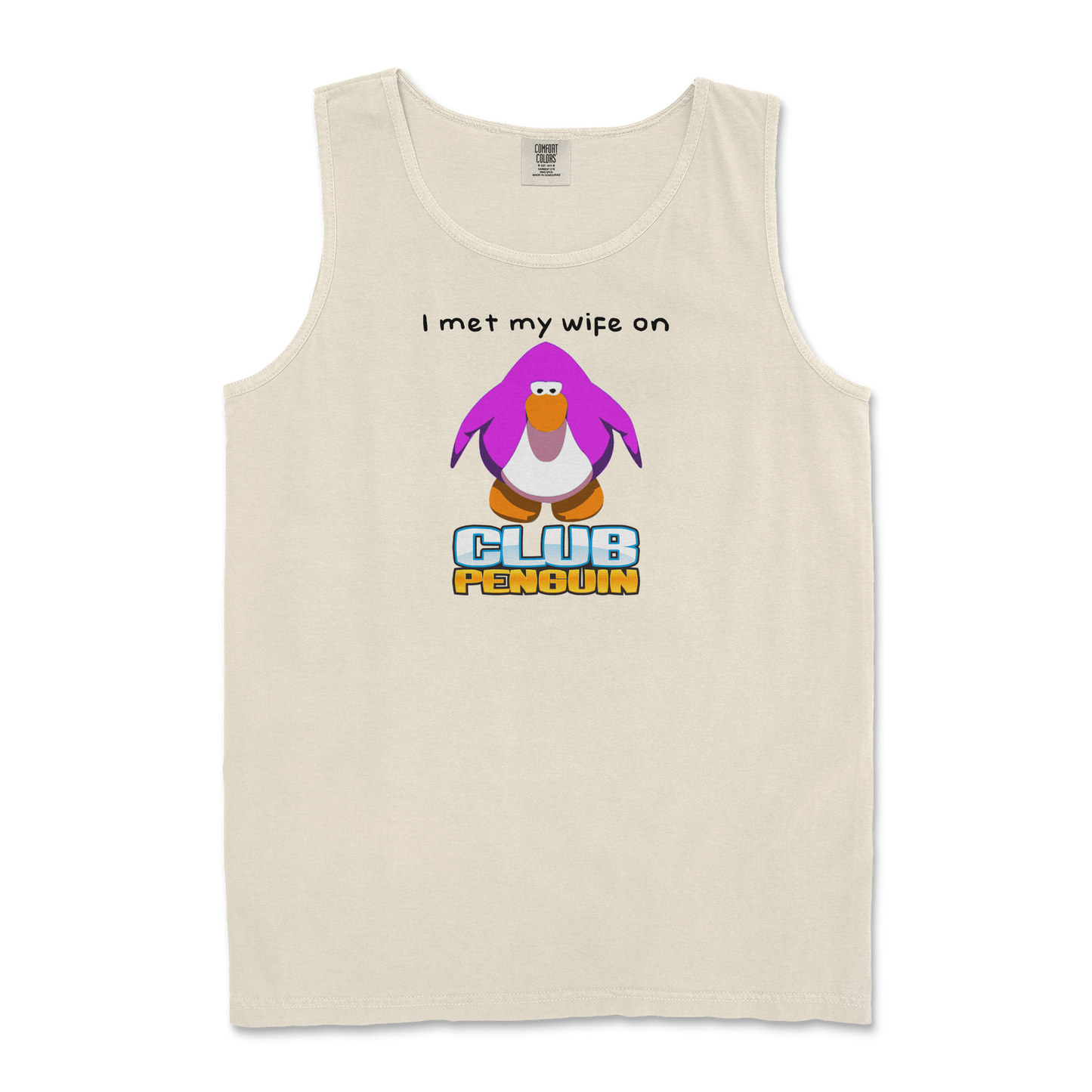 Comfort Colors Tank Top Club Penguin Wife  in Ivory