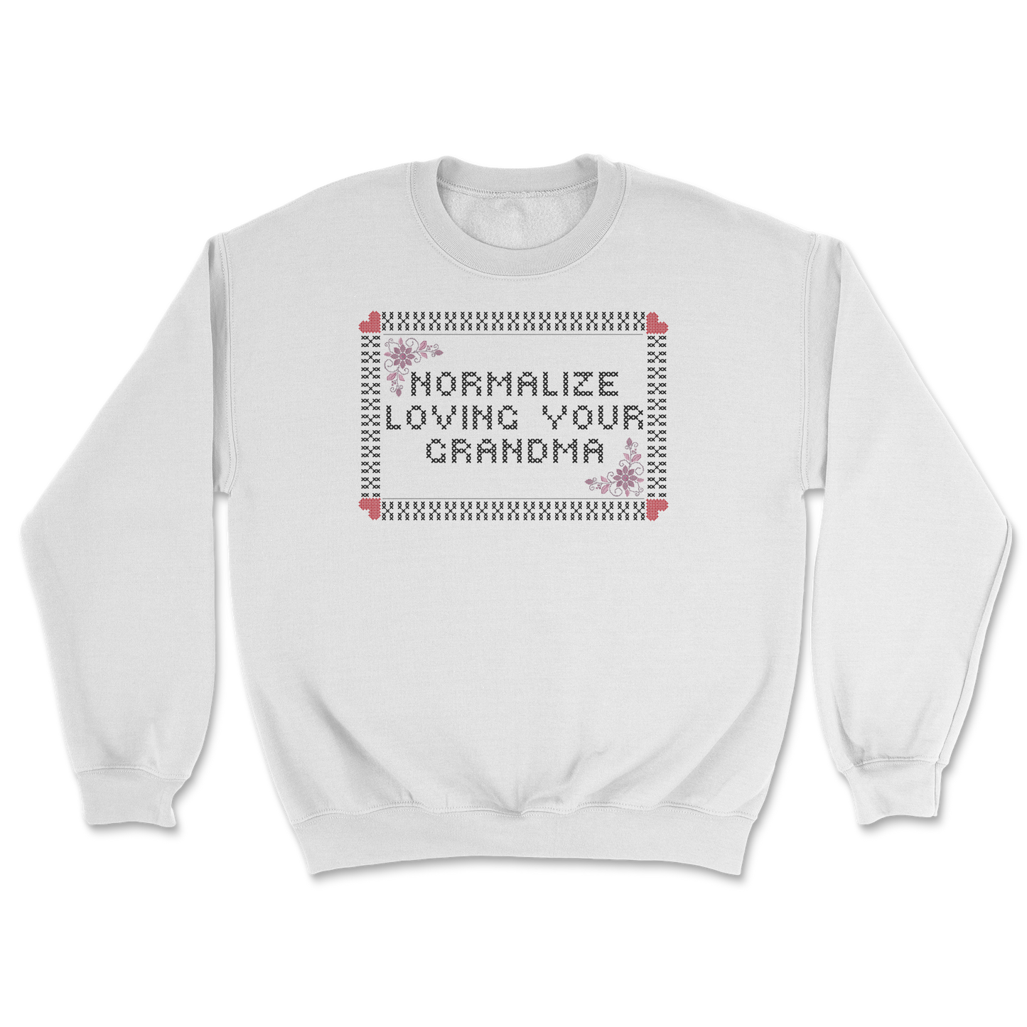 Heavy Blend Crew Neck Cross Stitch in White