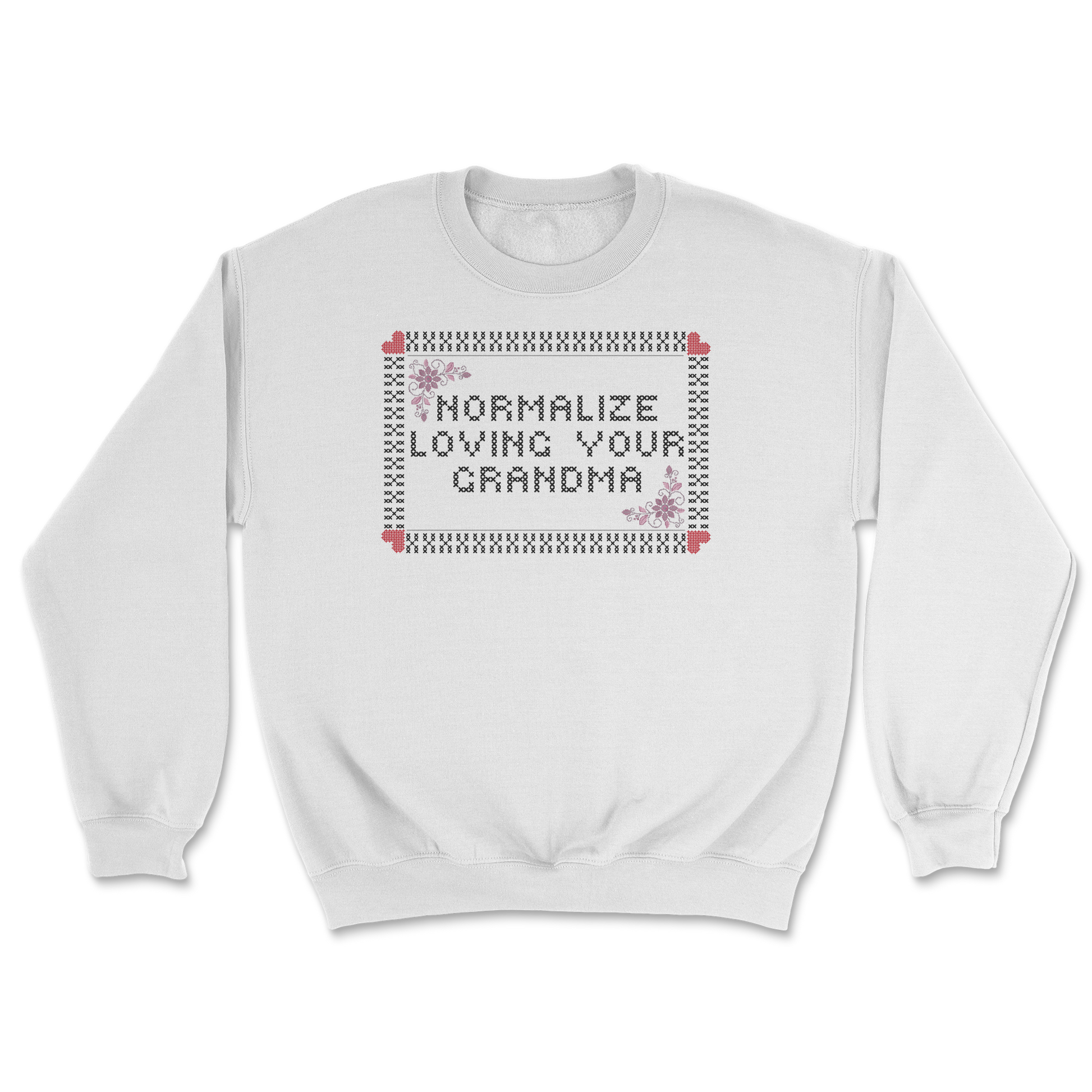 Heavy Blend Crew Neck Cross Stitch in White