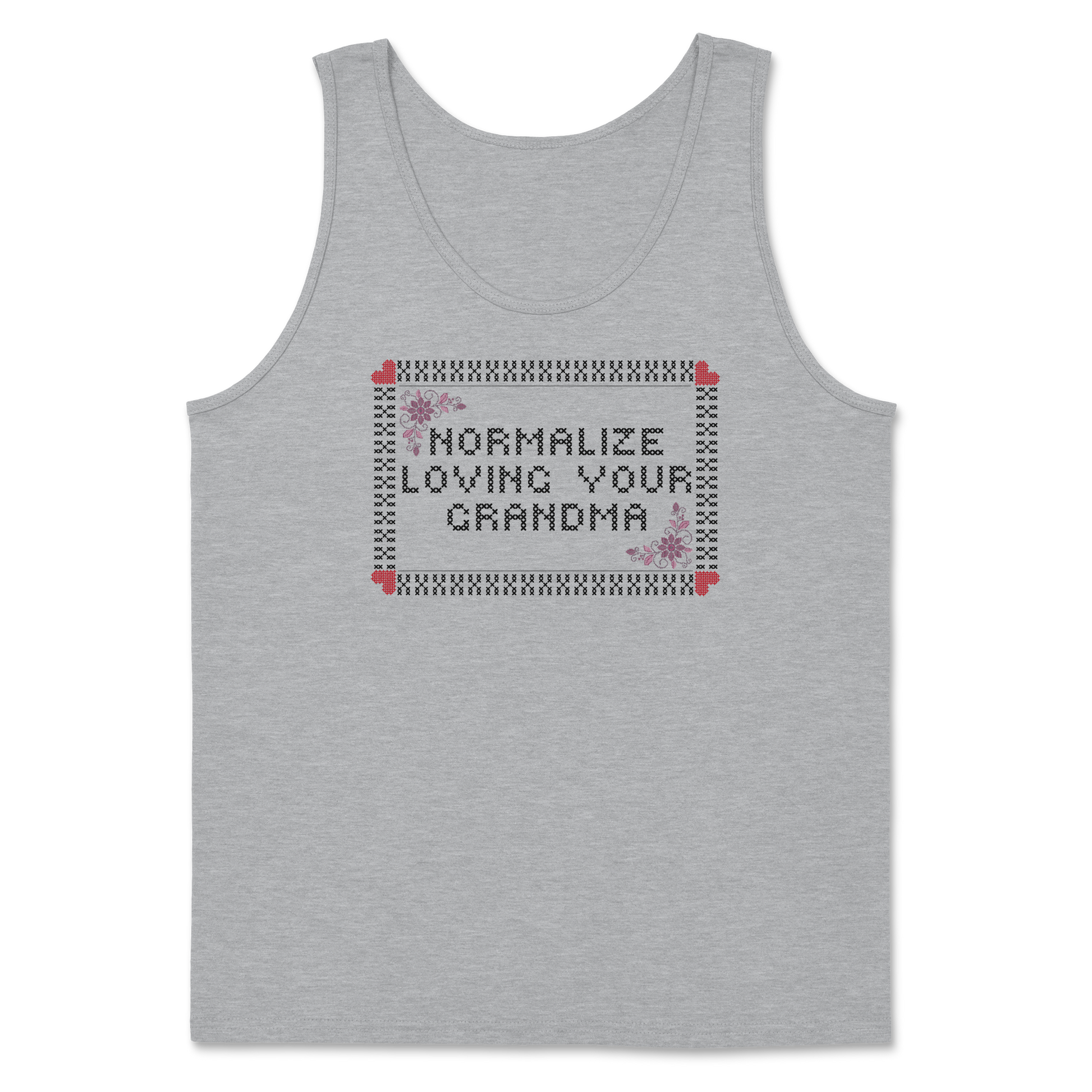 Heavy Blend Tank Top Cross Stitch in Sports Grey