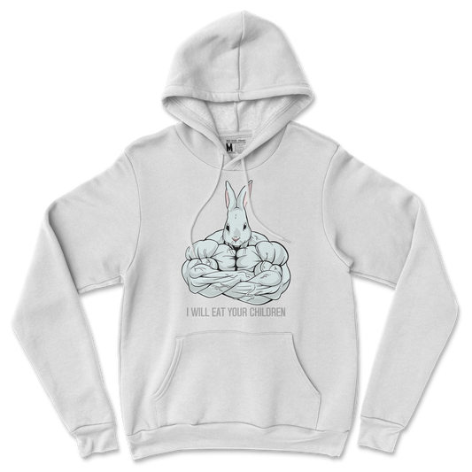 Gildan SoftStyle Hoodie Scary Rabbit in White