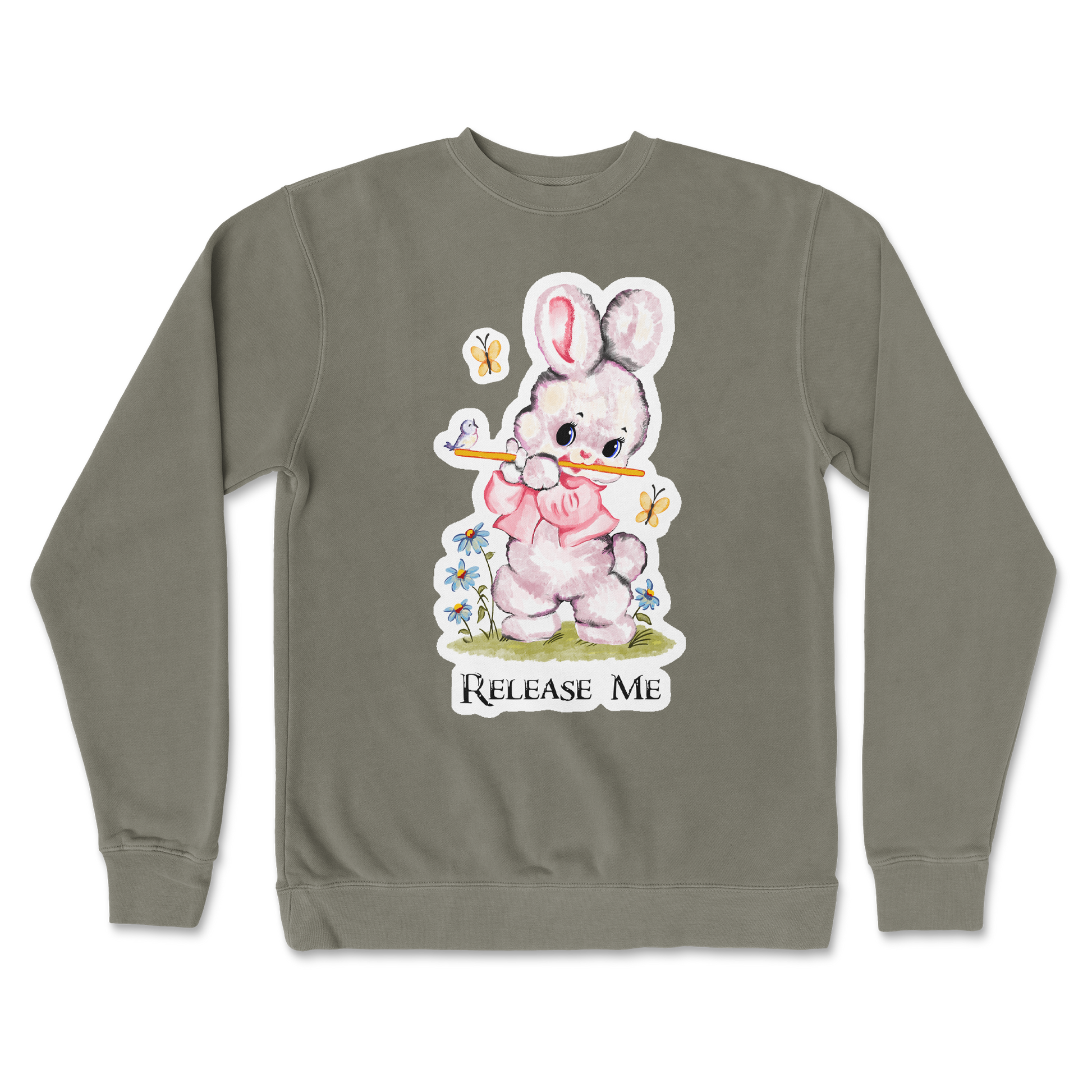 Independent Clothing Co. Crew Neck Cute Bunny in Army