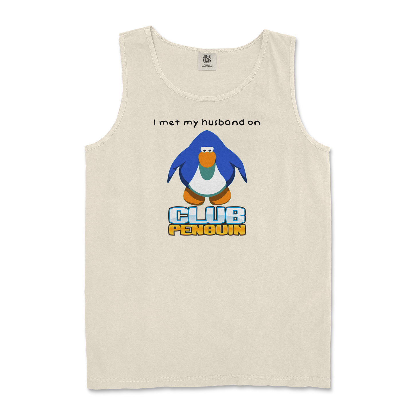 Comfort Colors Tank Top Club Penguin Husband  in Ivory