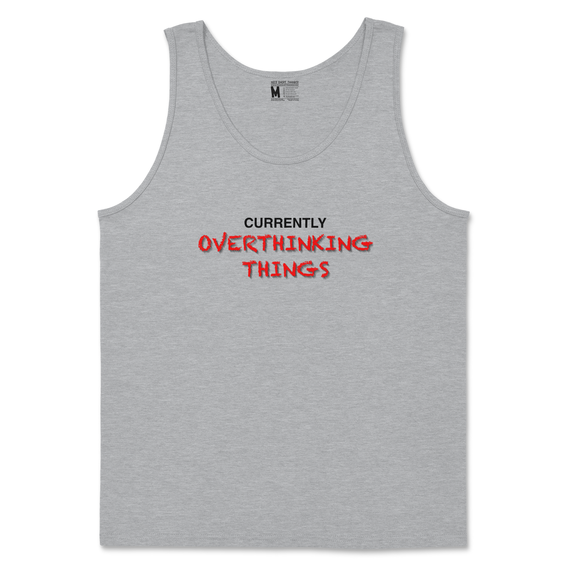 Gildan SoftStyle Tank Top For Our Lil Overthinker in Sports Grey