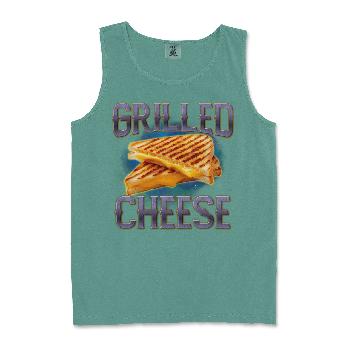 Comfort Colors Tank Top Grilled Cheese  in Light-Green