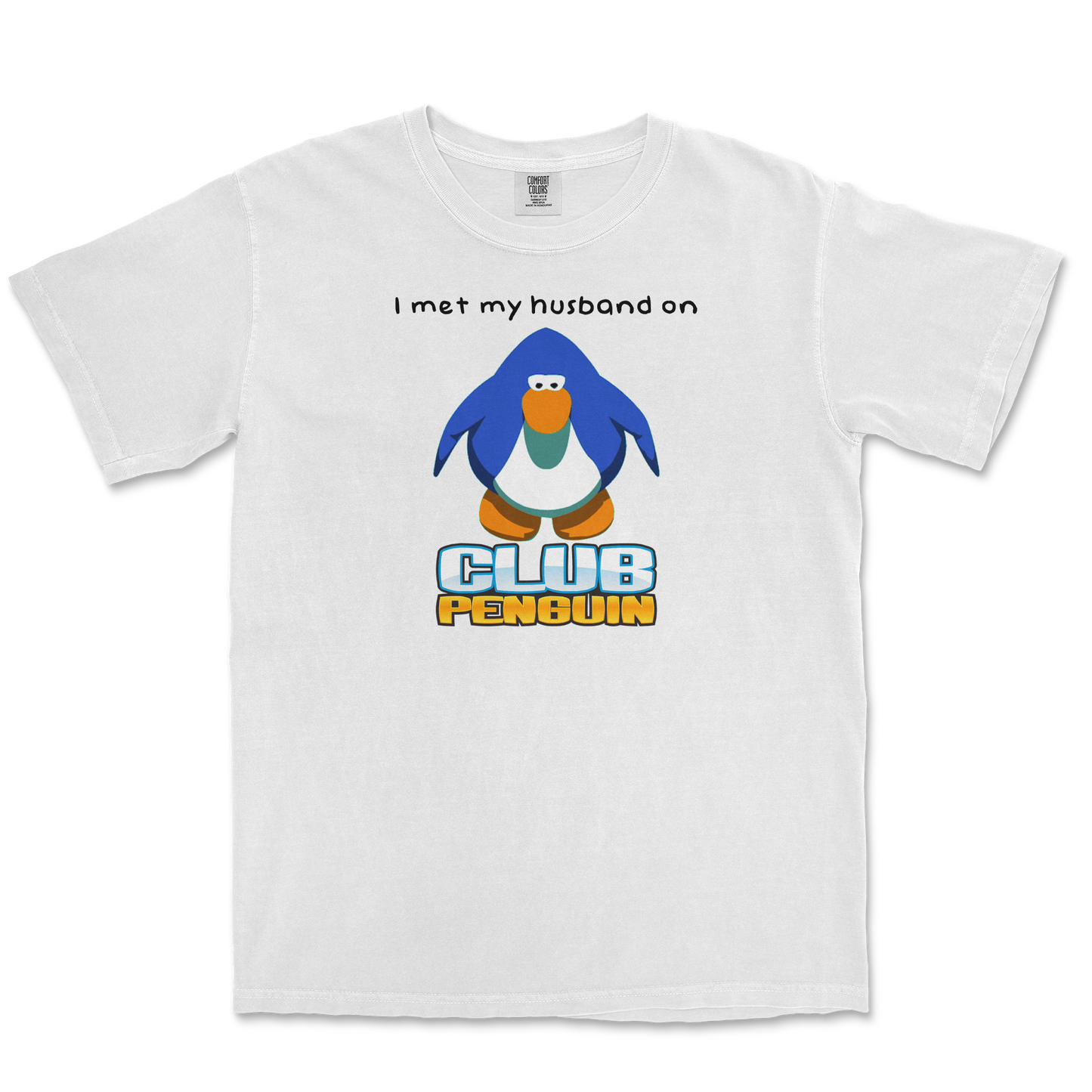 Comfort Colors T-Shirt Club Penguin Husband  in White