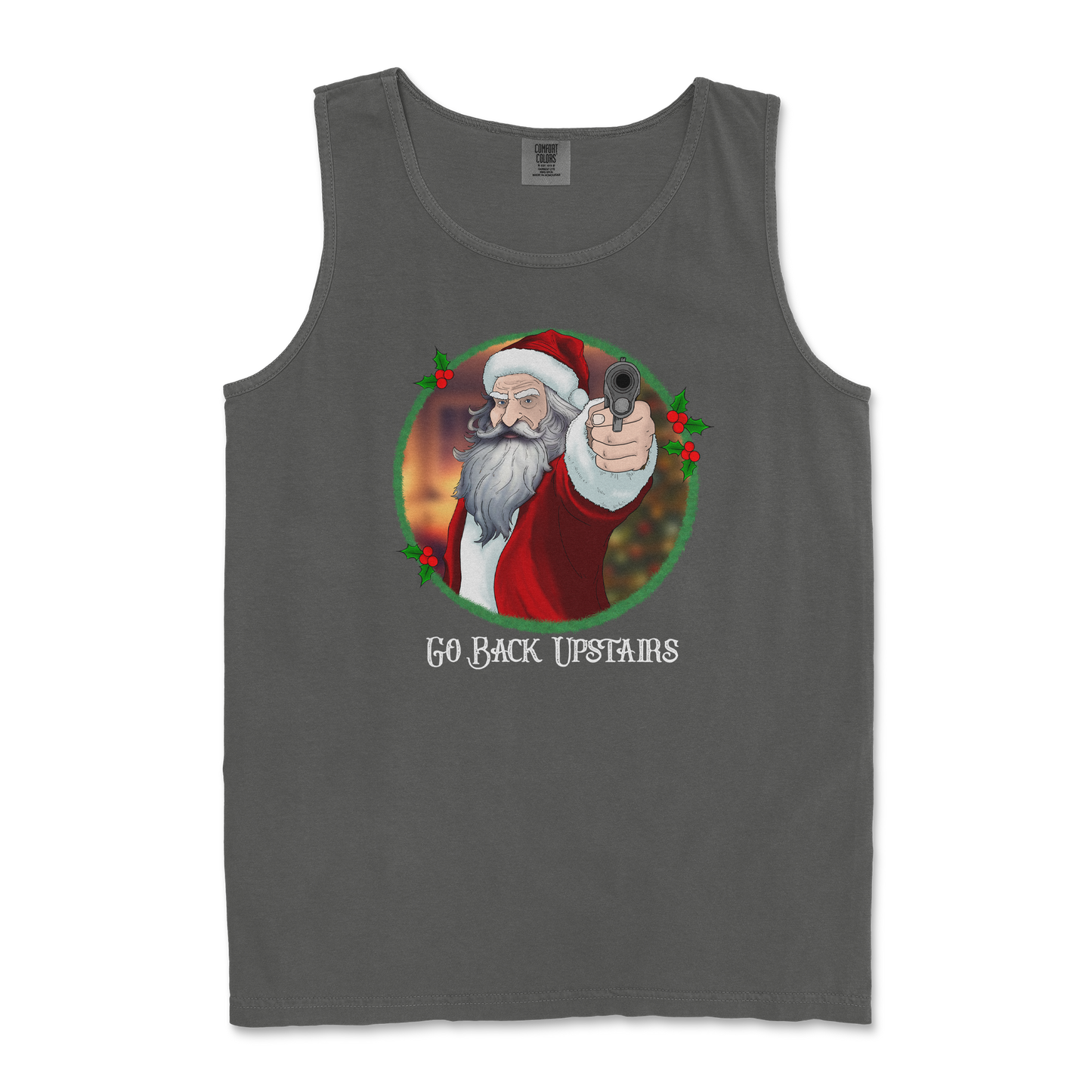 Comfort Colors Tank Top Angry Santa  in Pepper