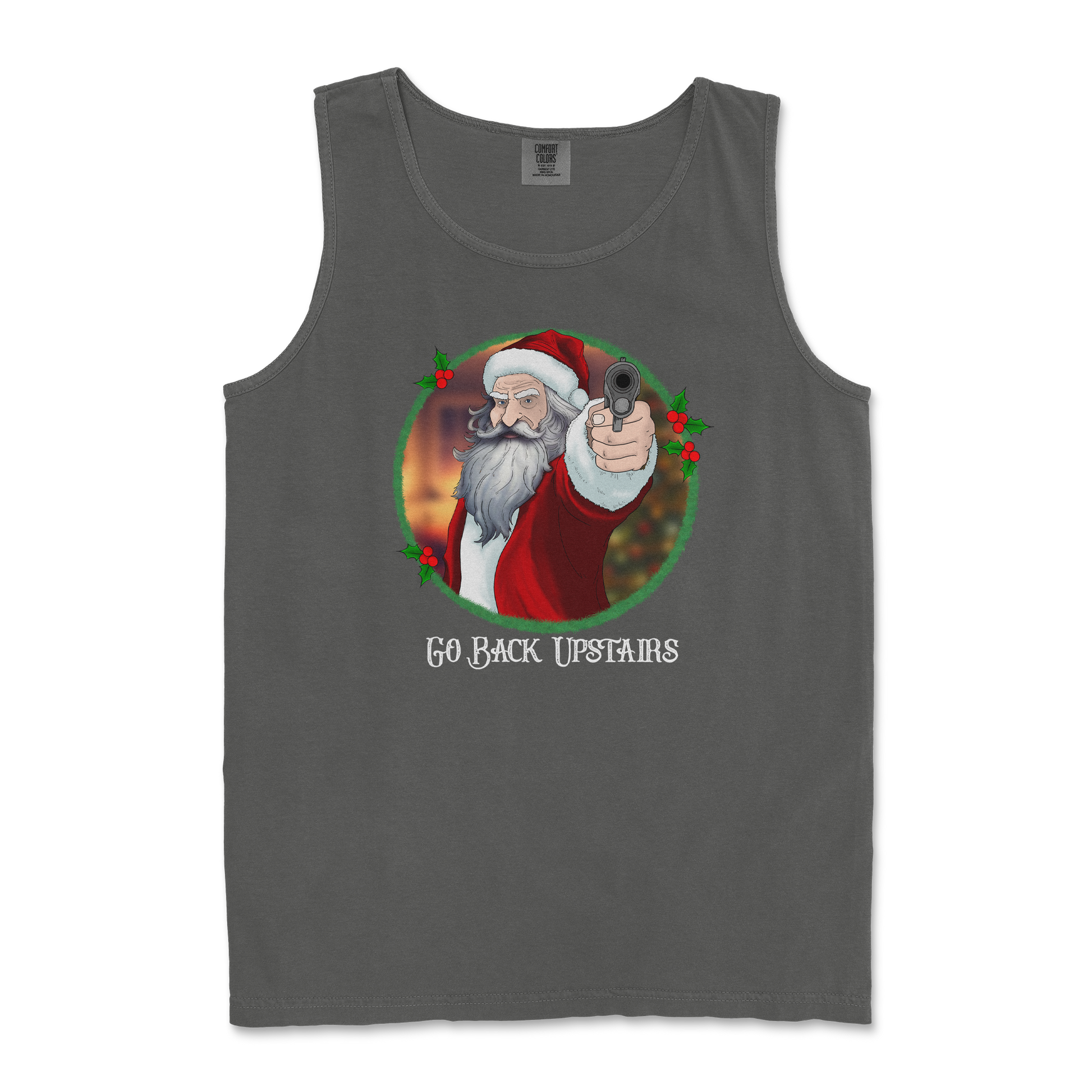 Comfort Colors Tank Top Angry Santa  in Pepper